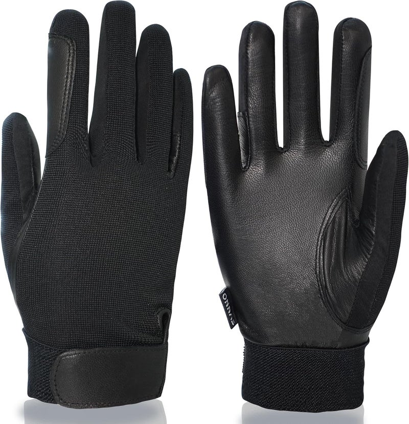 ONNAS Equestrian Riding Gloves - Genuine Goatskin Palm, Double-Layer Leather Fingers, Hook & Loop Wrist - Ideal for Horse Riding, Boating, Gardening, Cycling & Driving​ - Image 1